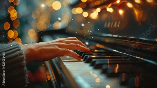 The hands playing the piano belong to a beautiful woman.