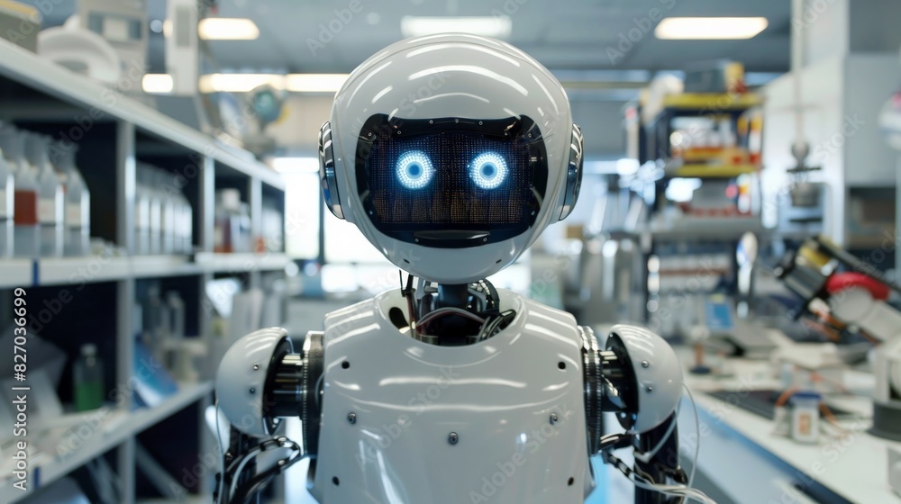 An AI robot participating in a scientific research team in a laboratory An AI robot participating in a scientific research team in a laboratory