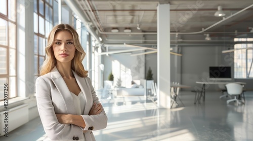 Modern business woman in the office with, copy space Free Download Modern business woman in the office with, copy space - GFXLoad