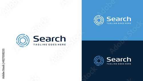Magnifying Glass Lens with Circular Digital Lines for Data Analysis Search Logo Design