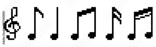 pixel art of Music notes icon set, Music notes symbol, vector illustration 8 bit,16 bit