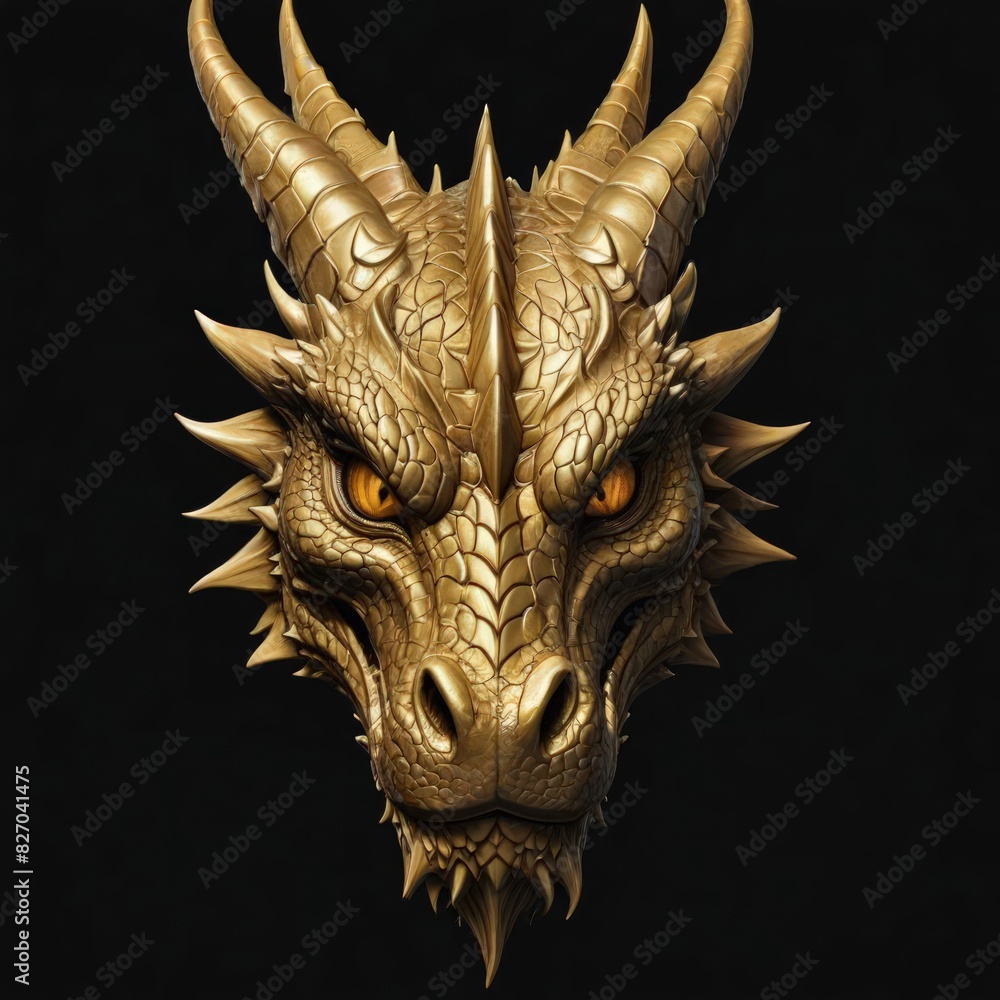 golden dragon head 3D