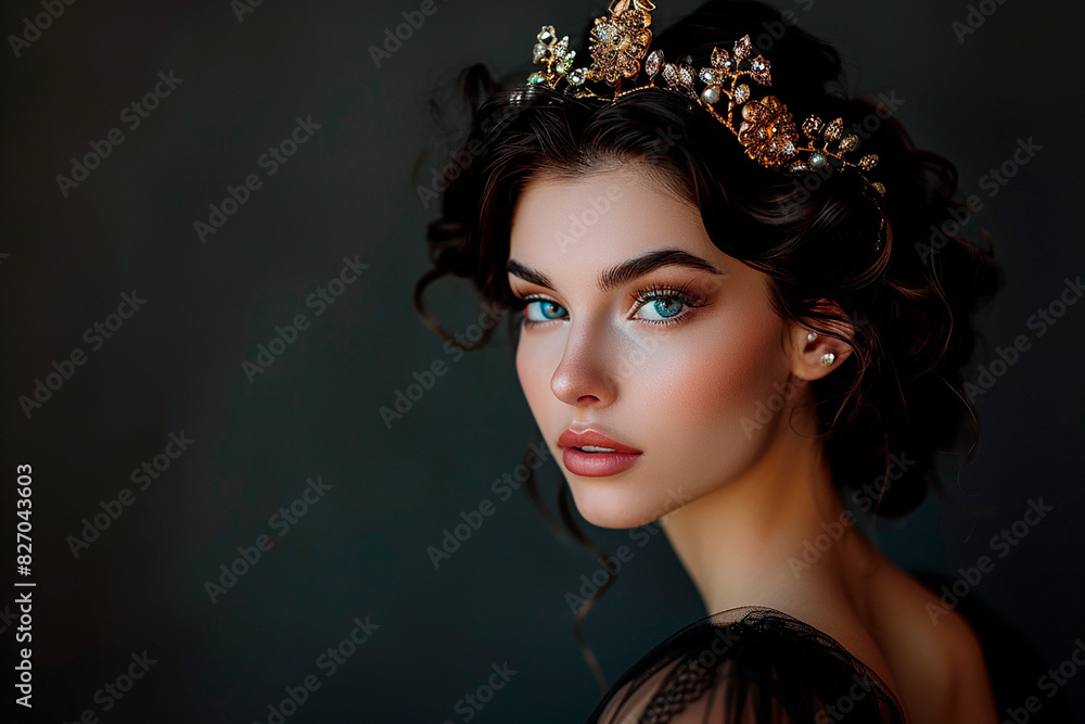 A woman with a tiara on her head A woman with a tiara on her head