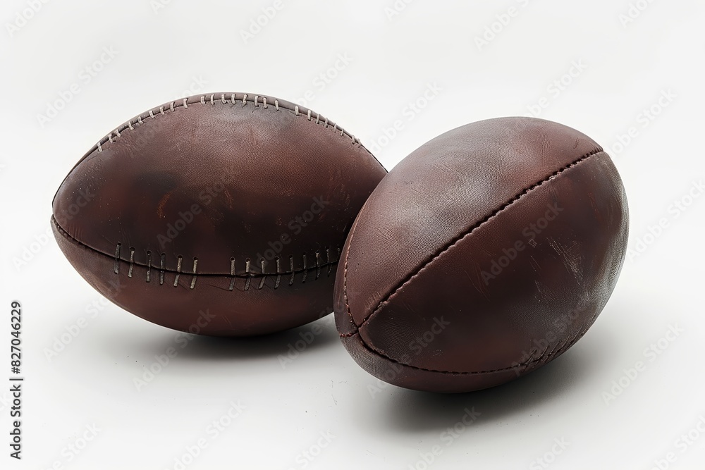 Realistic photograph of a complete Rugby balls,solid stark white background, focused lighting Realistic photograph of a complete Rugby balls,solid stark white background, focused lighting