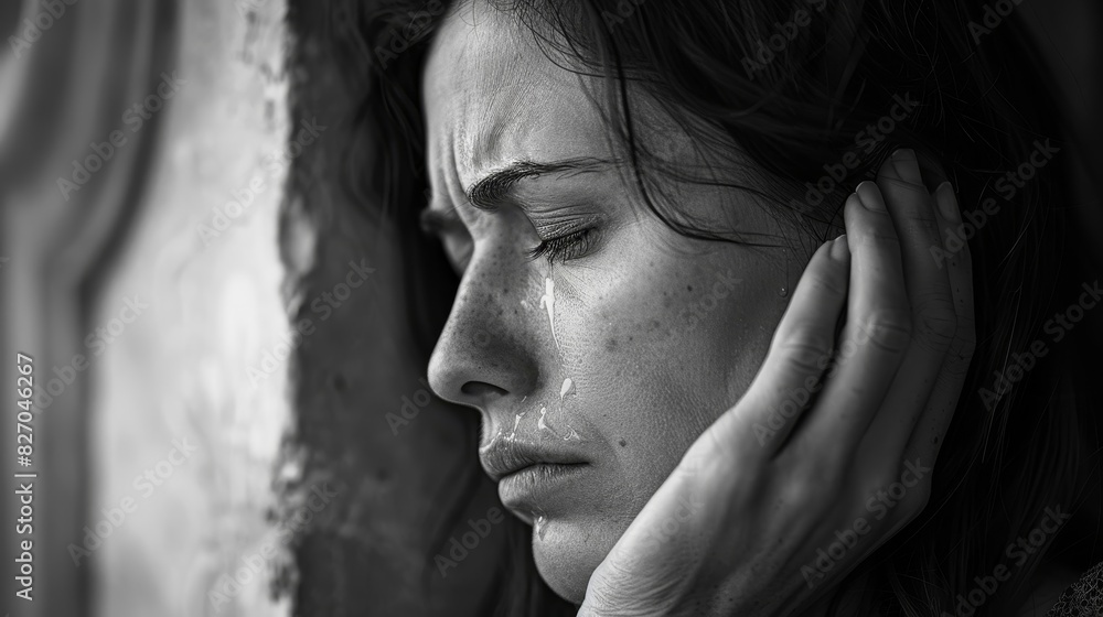 A woman with tears in her eyes A woman with tears in her eyes