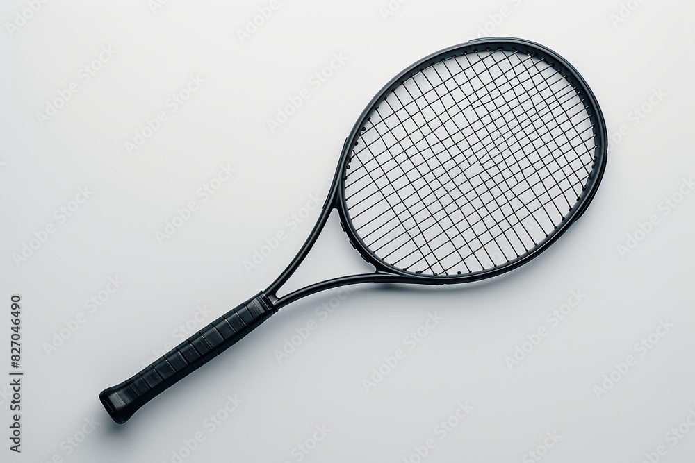 Realistic photograph of a complete Tennis rackets,solid stark white background, focused lighting Realistic photograph of a complete Tennis rackets,solid stark white background, focused lighting