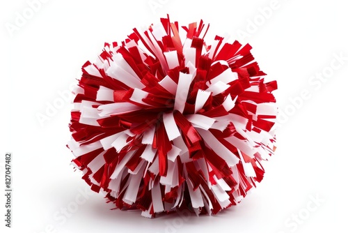 Realistic photograph of a complete Cheerleading pom-poms,solid stark white background, focused lighting