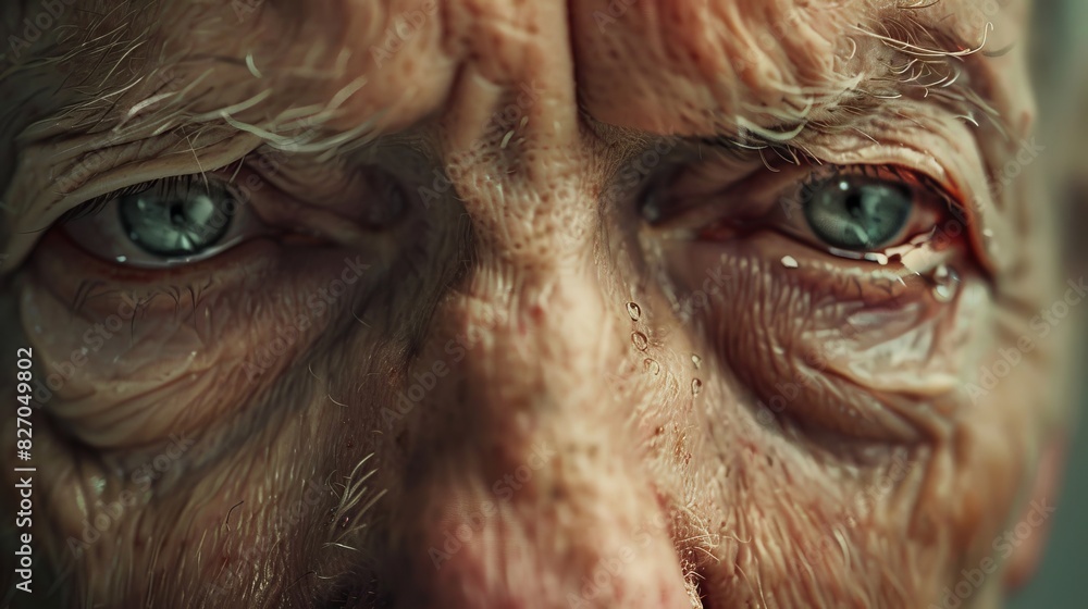 An old man with blue eyes and a wrinkled face An old man with blue eyes and a wrinkled face