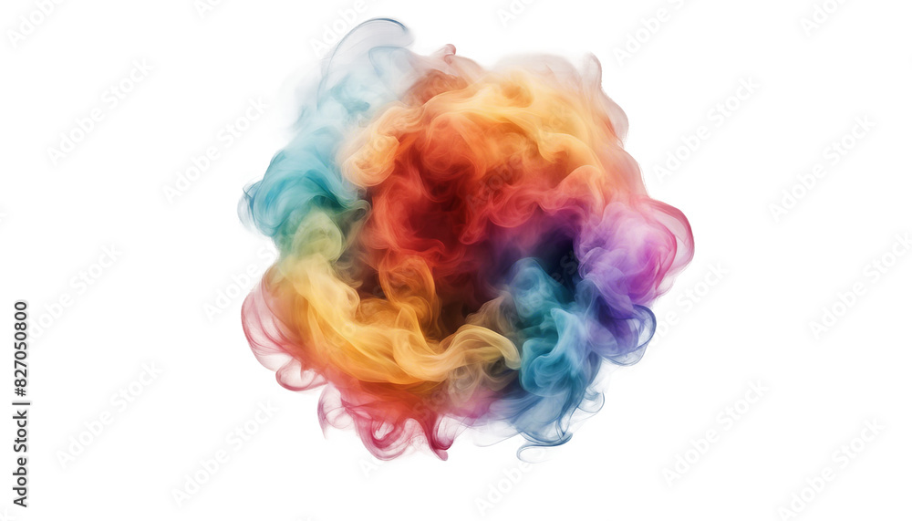 Obraz premium Vibrant explosion of colorful smoke isolate on transparent background, cutout, png