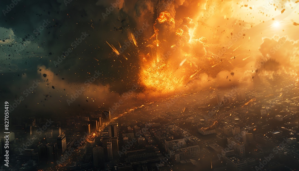 Stunning visual of a powerful earthquake splitting the ground, causing widespread destruction and chaos Stunning visual of a powerful earthquake splitting the ground, causing widespread destruction and chaos