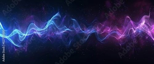 Blue and Purple Audio Wave on Black Background, Soundwave Representation
