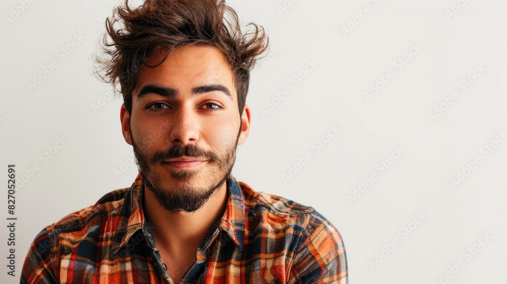 Handsome man portrayed in expressive manner against white background Handsome man portrayed in expressive manner against white background