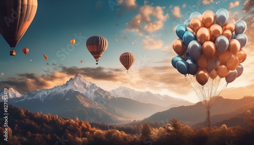 hot air balloon over region country photo