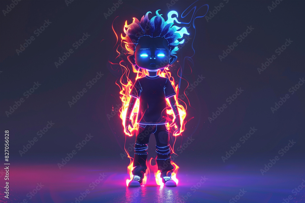 3d game character cartoon portrait glow effect 3d background isolated 3d game character cartoon portrait glow effect 3d background isolated