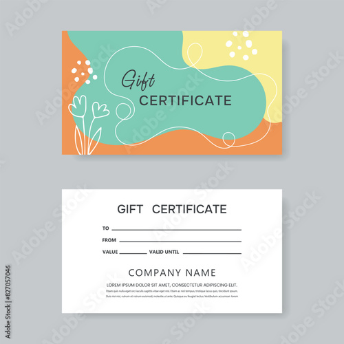 Set of gift card templates. Template in modern style flowers for salon, gallery, spa, store. Gift Certificate