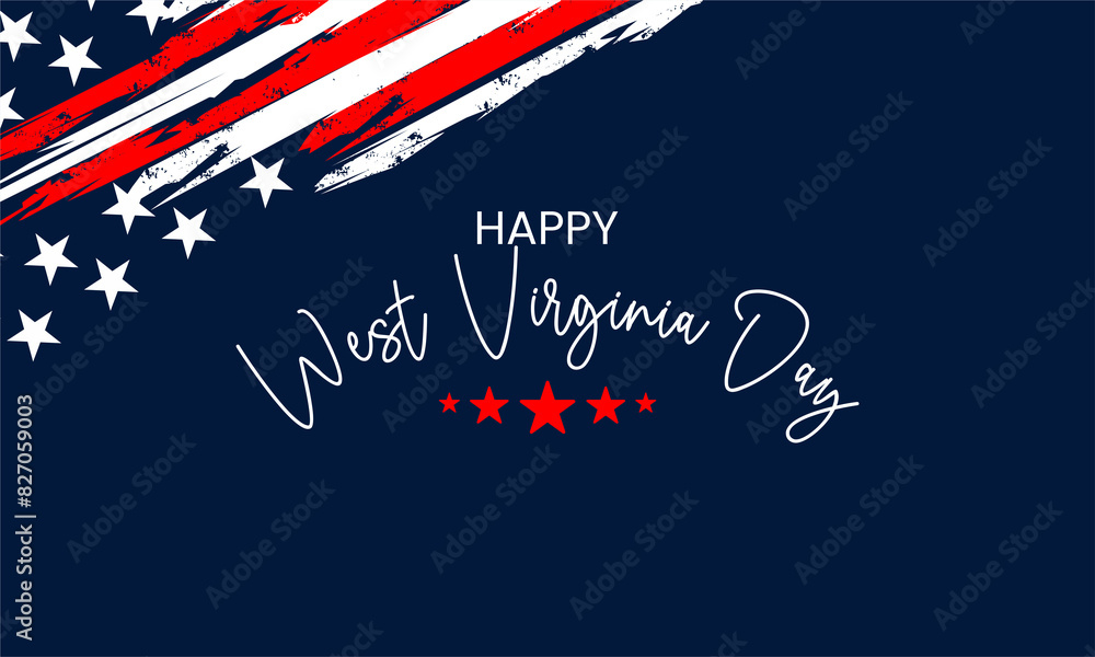 Happy West Virginia Day Text With Usa Flag Background Design
