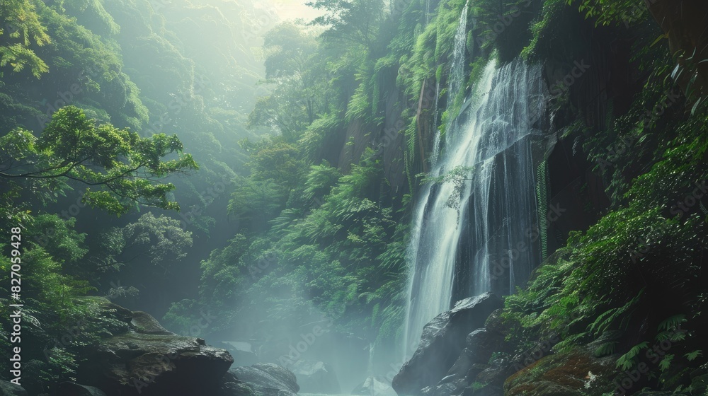 river and waterfall forest background concept river and waterfall forest background concept