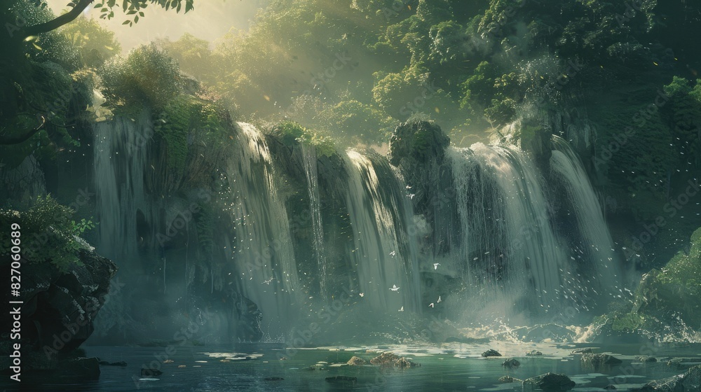 river and waterfall forest background concept river and waterfall forest background concept
