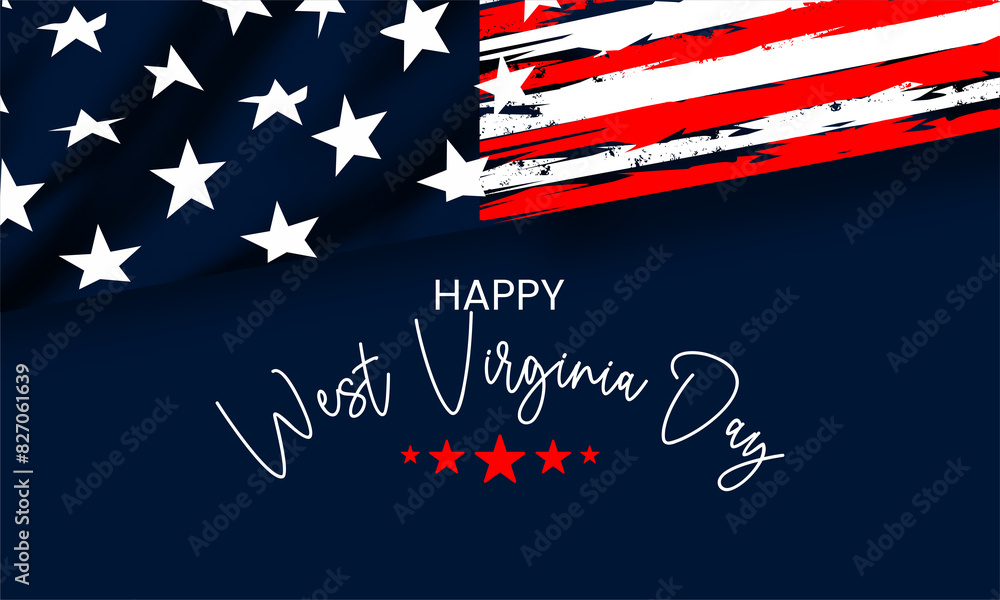 Happy West Virginia Day Text With Usa Flag Background Design Happy West Virginia Day Text With Usa Flag Background Design