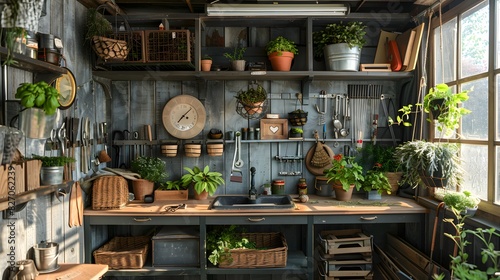 picturesque garden shed interior design , garden shed interior with DIY tools