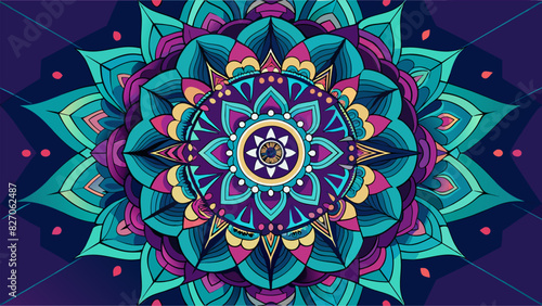 An intricate and thoughtprovoking digital mandala exhibiting elaborate designs and intricate patterns.. Vector illustration