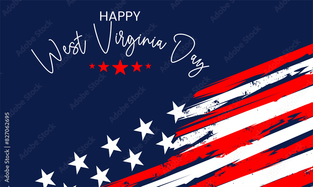 Happy West Virginia Day Text With Usa Flag Background Design Happy West Virginia Day Text With Usa Flag Background Design