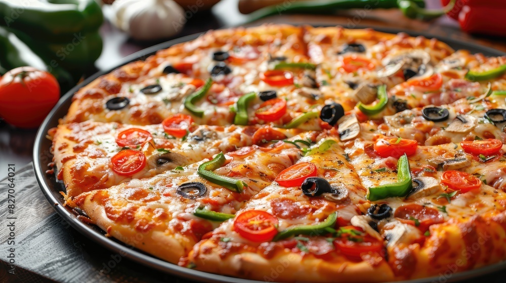 Pizza cooked on a baking sheet Pizza cooked on a baking sheet