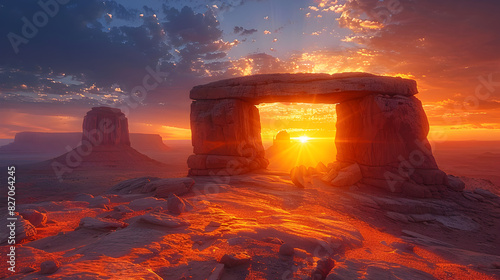 sunset in the desert, Stunning landscape of Monument Valley in the American Southwest at sunset