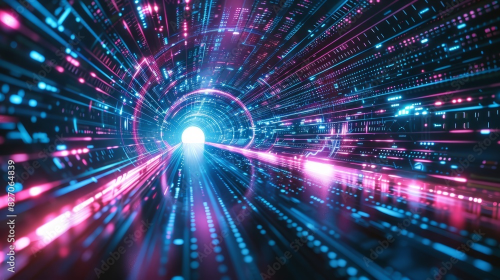 Abstract futuristic technology abstract background with lines for network, big data, data center, server, internet, speed. dark blue and pink neon lights into digital technology tunnel, generative ai Abstract futuristic technology abstract background with lines for network, big data, data center, server, internet, speed. dark blue and pink neon lights into digital technology tunnel, generative ai