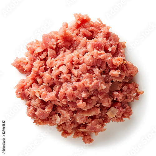 minced meat, pork, beef, forcemeat, clipping path, isolated on white background, full depth of field 