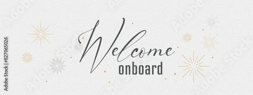 Welcome onboard card on white background
