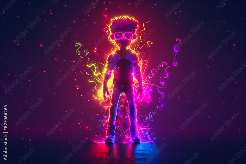 Obraz premium 3d game character cartoon portrait glow effect 3d background isolated