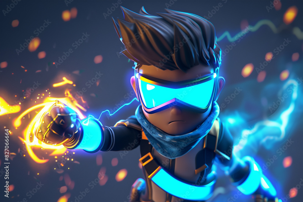 3d game character cartoon portrait glow effect 3d background isolated 3d game character cartoon portrait glow effect 3d background isolated