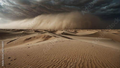 Sandstorm, hurricane in a lifeless hot desert.