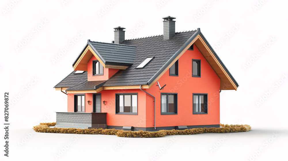 Render of a toy house with a security concept on a minimal blue background Render of a toy house with a security concept on a minimal blue background
