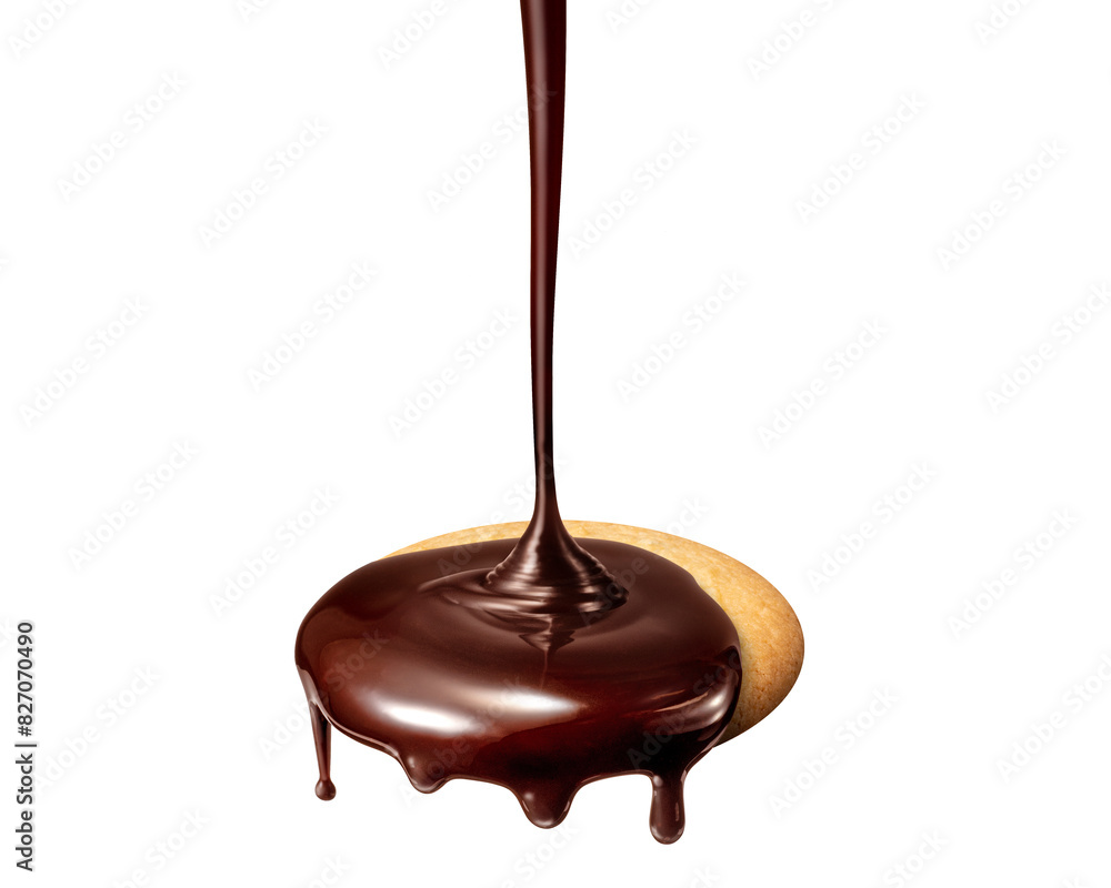 ビスケットに掛けられた液体のチョコレート ビスケットに掛けられた液体のチョコレート