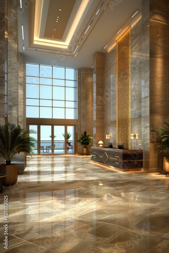 Luxurious Hotel Lobby with Stunning Decor and Lighting