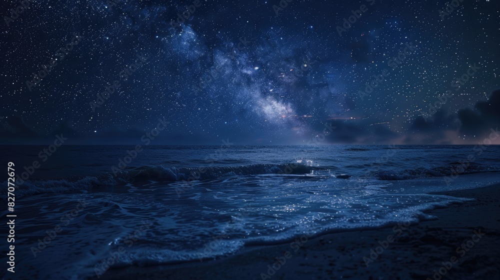 Incredible night sky full of stars above the ocean