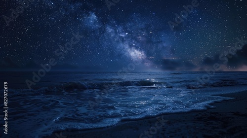Incredible night sky full of stars above the ocean