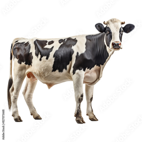 white and black cow on a transparent background