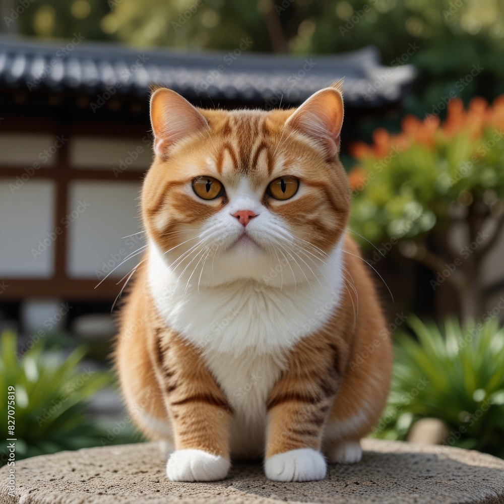 round face and chubby exotic short hair cat in japanese style round face and chubby exotic short hair cat in japanese style