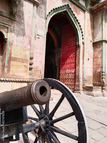 architecture of Ramnagar Fort on the banks of the ganges in Varanasi, India.