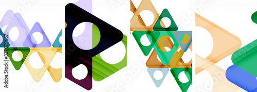 Abstract background set featuring captivating triangles. Harmonious blend of geometry and style, these designs bring modern flair