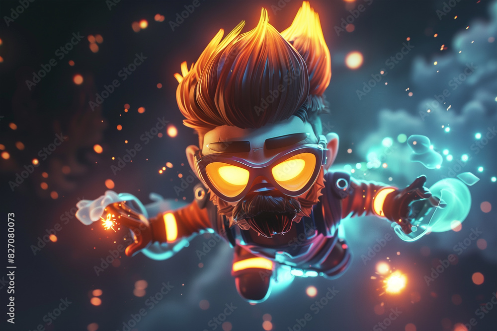 3d game character cartoon portrait glow effect 3d background isolated 3d game character cartoon portrait glow effect 3d background isolated