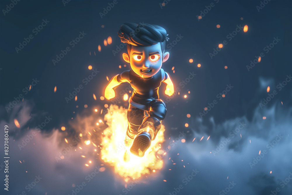 Naklejka premium 3d game character cartoon portrait glow effect 3d background isolated