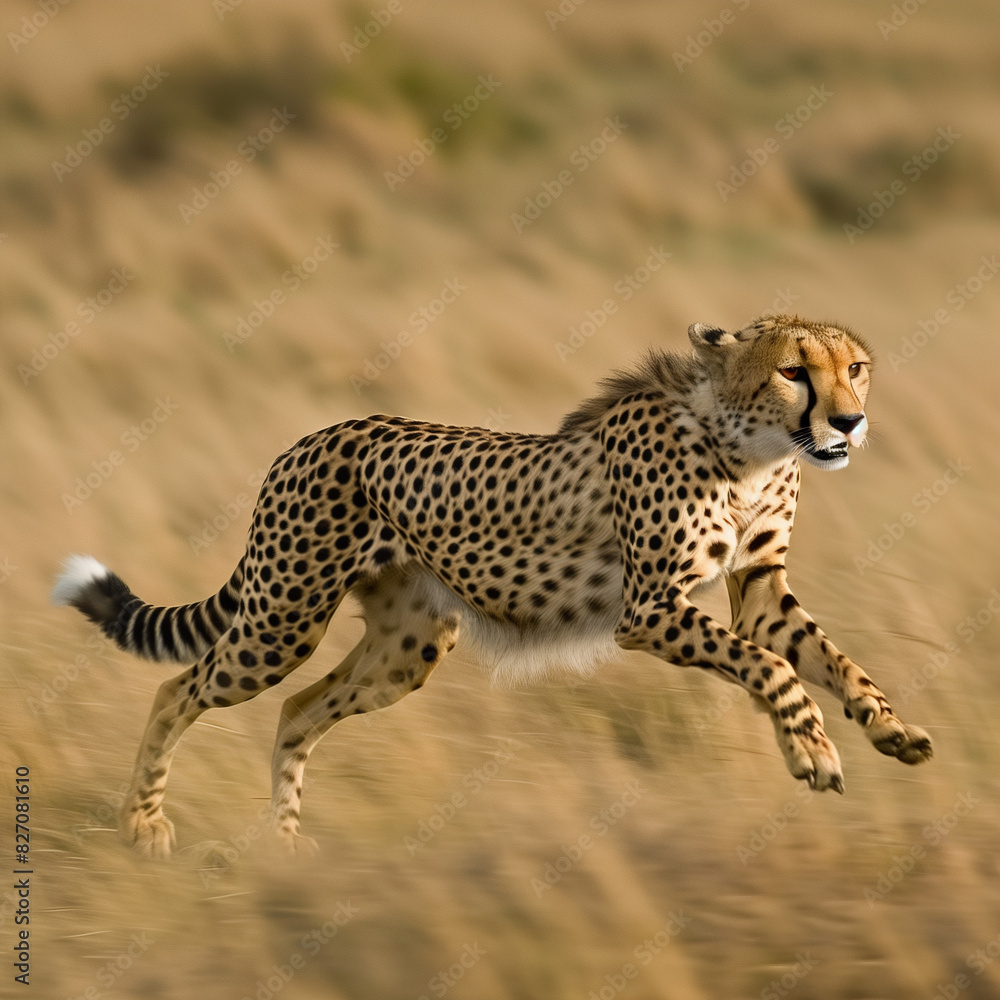 The cheetah sprints across the savannah The cheetah sprints across the savannah