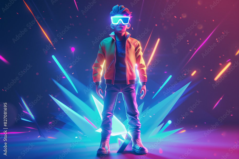 3d game character cartoon portrait glow effect 3d background isolated 3d game character cartoon portrait glow effect 3d background isolated