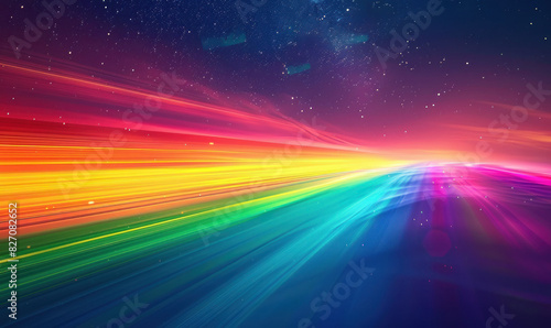 A dynamic abstract image featuring a burst of colorful light rays resembling a cosmic event. Generate AI