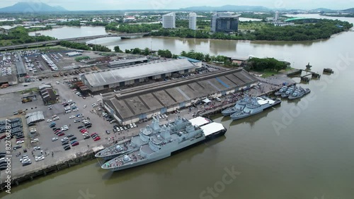 Kuching, Malaysia - May 25 2024: Aerial View of The Malaysian Royal Navy War Ships photo