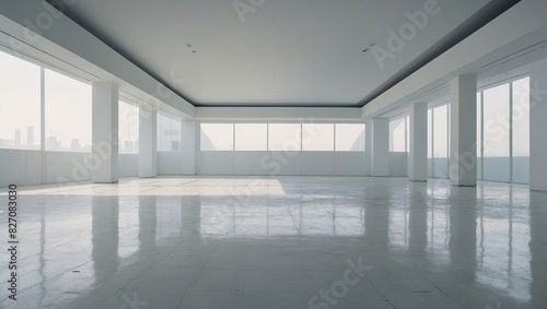 Empty space in white architecture 